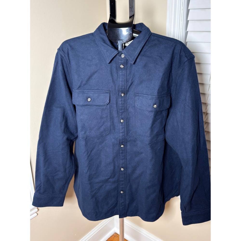 Everlane Mens Navy Blue Organic Cotton Heavyweight Flannel Overshirt M-BTDN-CTN